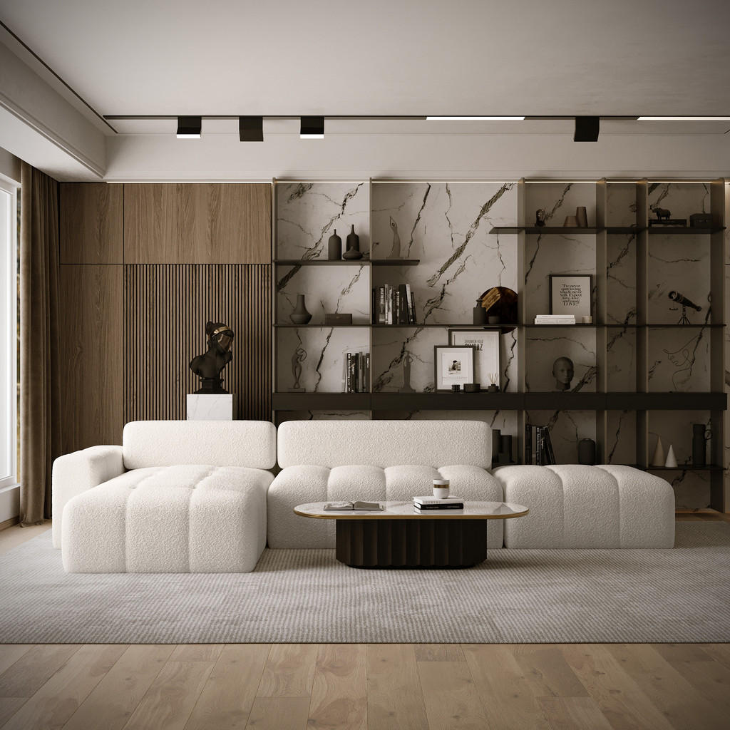 Thumbnail - Fedve Ecksofa, Weiß, Textil, L-Form,L-Form, 363x185 cm, Wohnzimmer, Sofas & Couches, Wohnlandschaften, Ecksofas