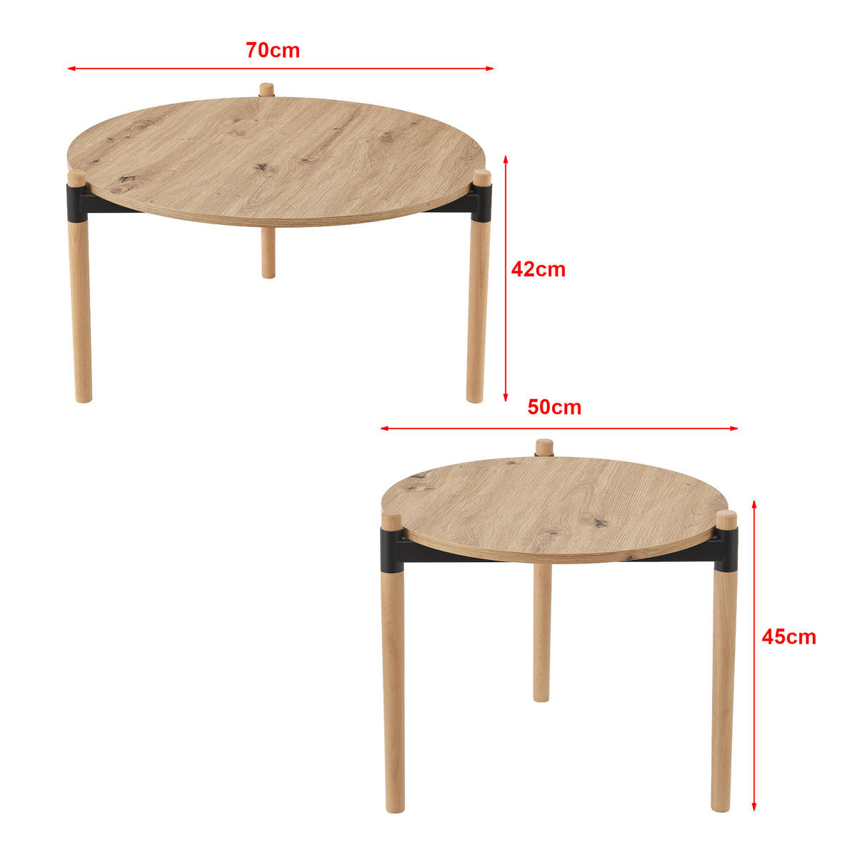 COUCHTISCH-SET 2-TLG. Kristinestad - Braun, Holzwerkstoff (70/70/42cm) - [en.casa]