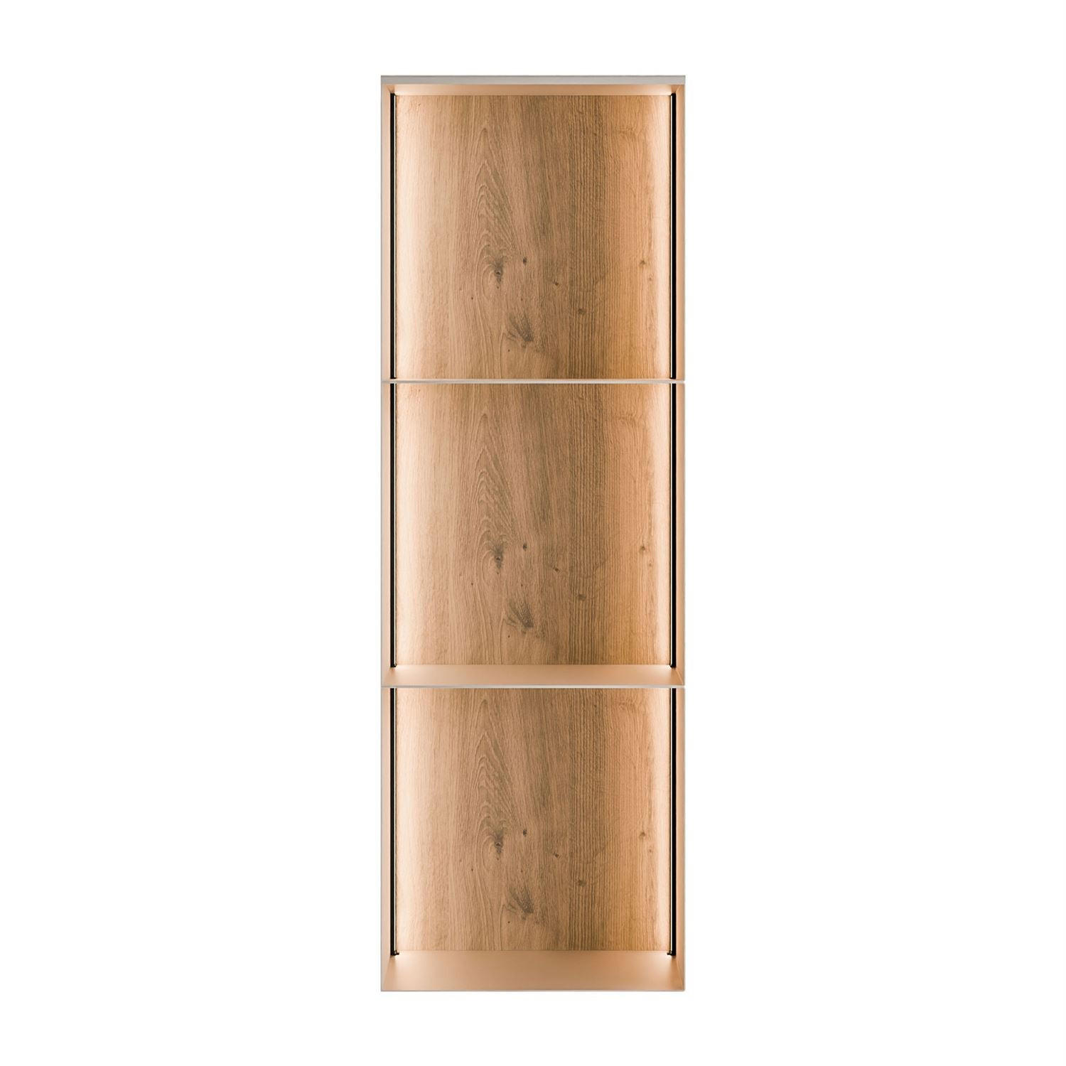 METALLREGAL QUADRO III mit LED-Beleuchtung - Kaschmir/Eiche Artisan, Holzwerkstoff (99/33/20cm) - Lookway