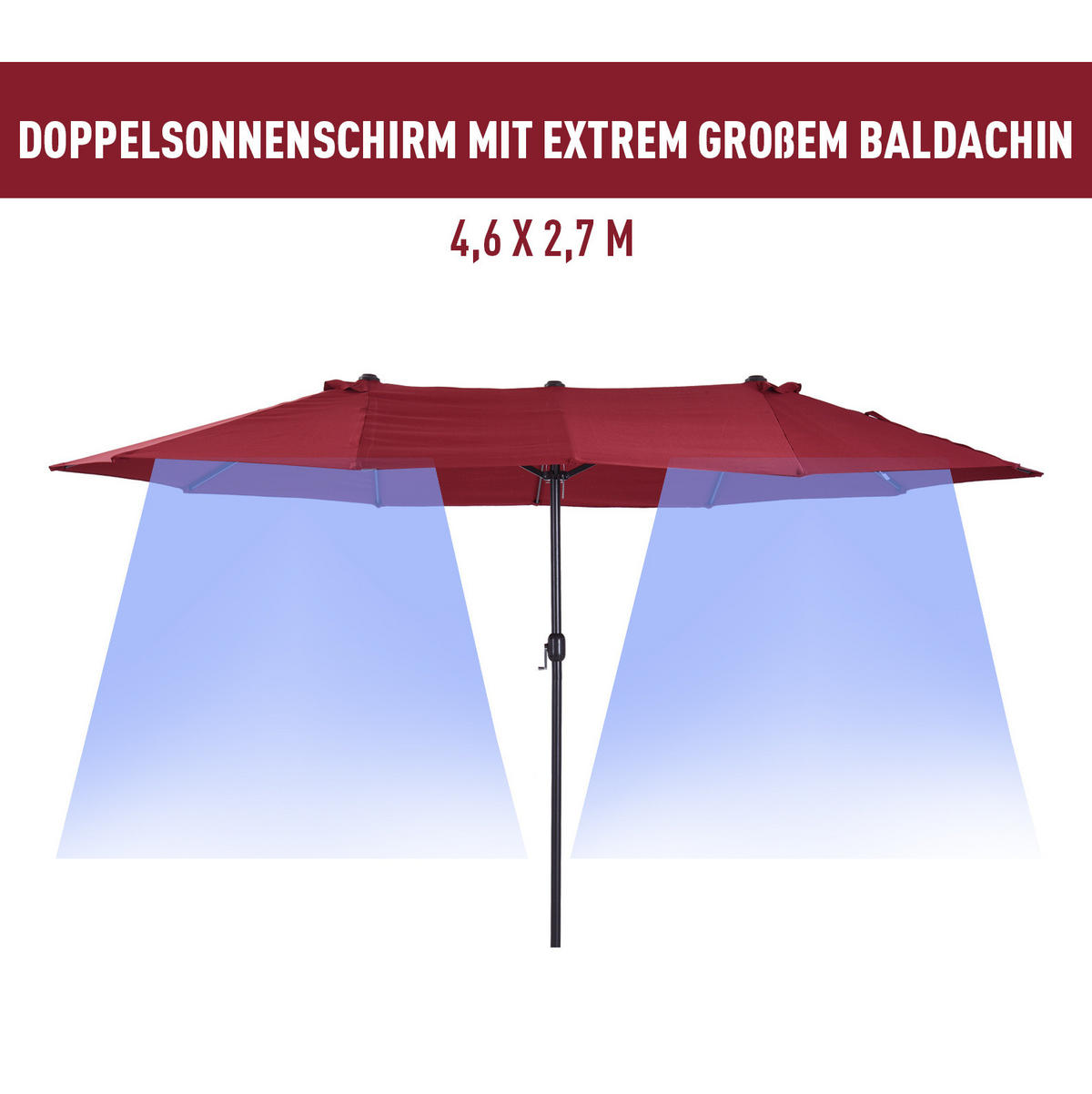 AMPELSCHIRM aus Stahl 294x294x250 cm in Hellgrün mit Kurbel & Neigefunktion - Hellgrün, Metall (294/294cm) - Modfu