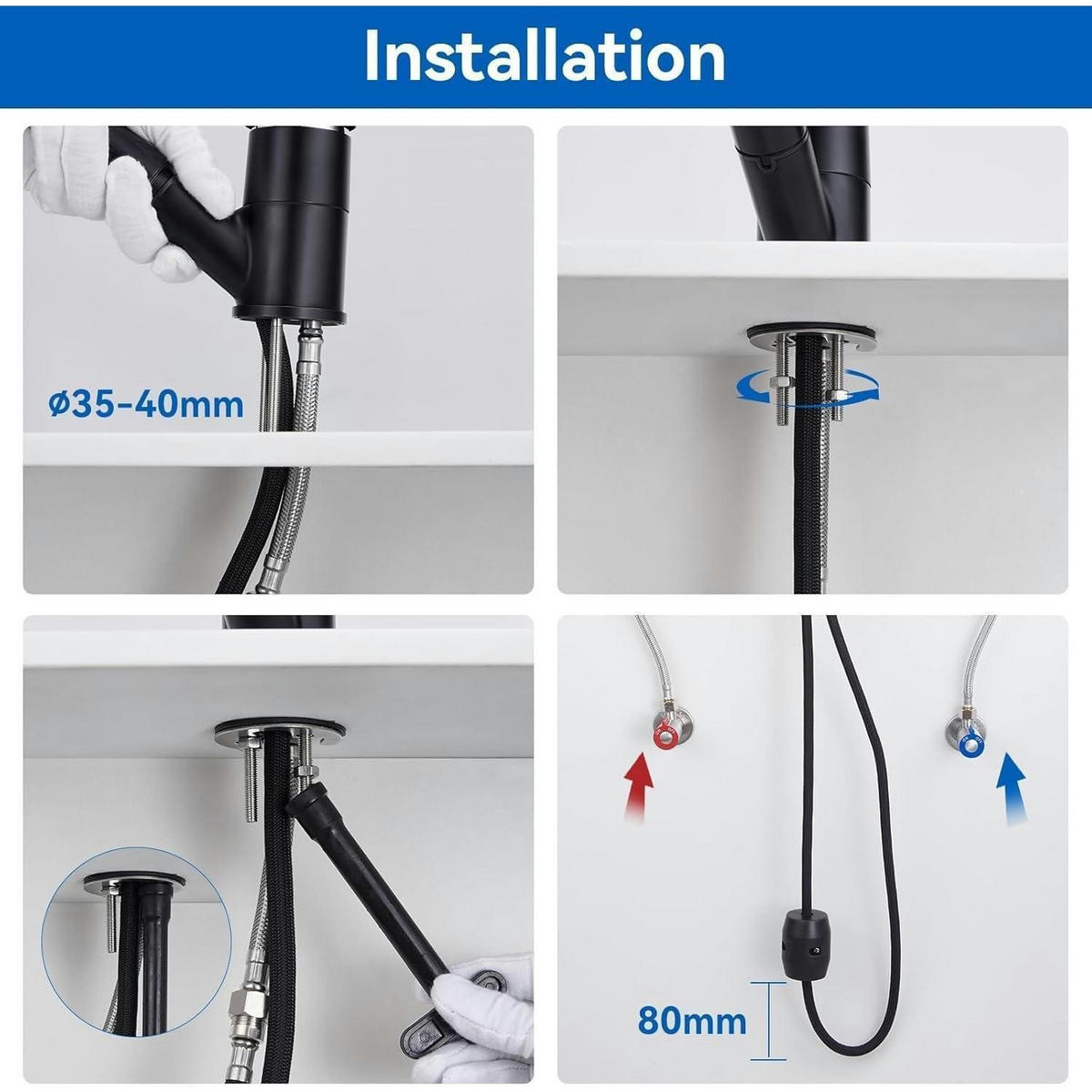 KÜCHENARMATUR ausziehbar Schwarz 360° drehbar - Schwarz, Metall (26/7.5/36cm)