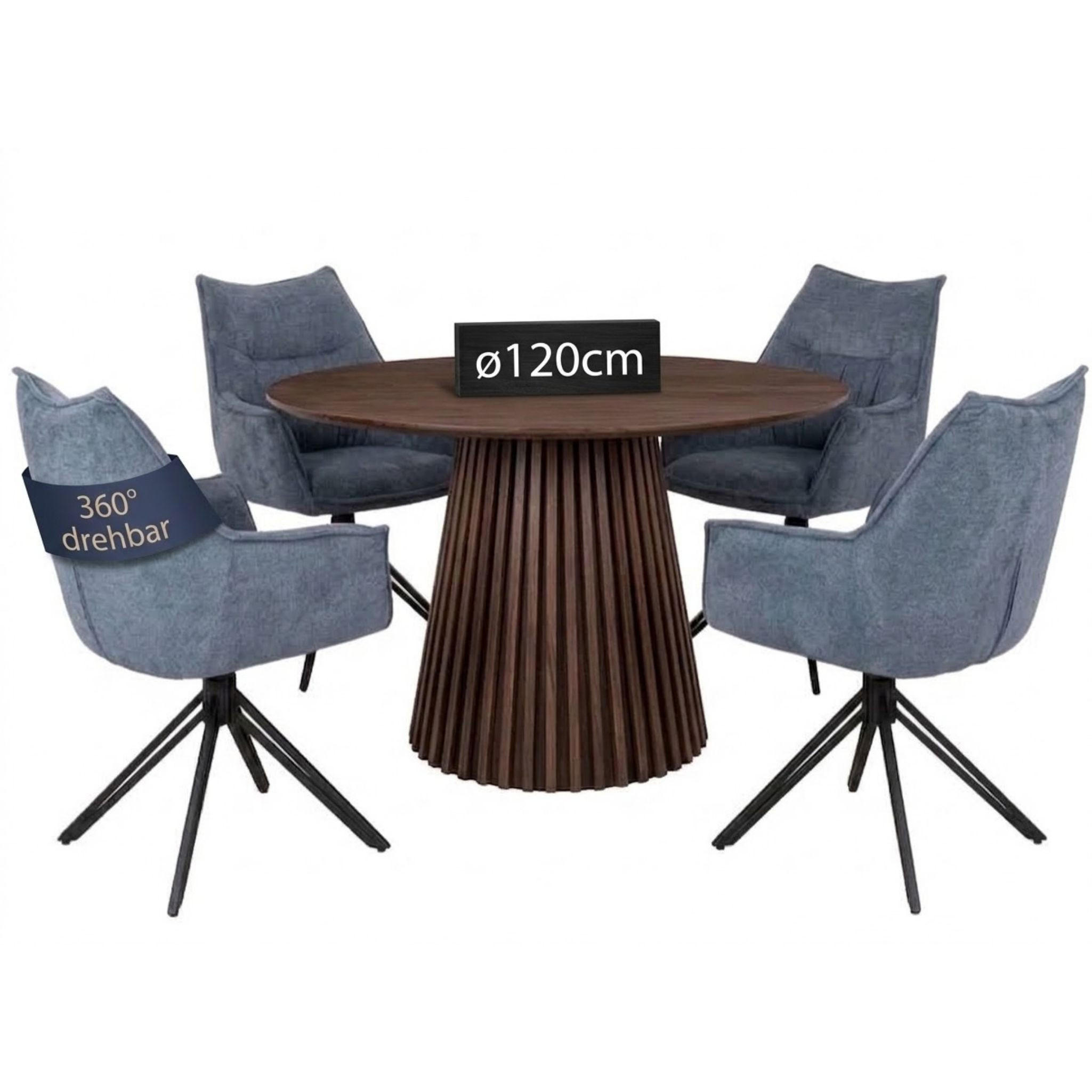 ESSZIMMER-SET Ginosa und Barletta - Blau, Holz/Textil (120/76/120cm) - Mr. Deko