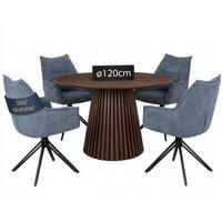 ESSZIMMER-SET Ginosa und Barletta - Blau, Holz/Textil (120/76/120cm) - Mr. Deko