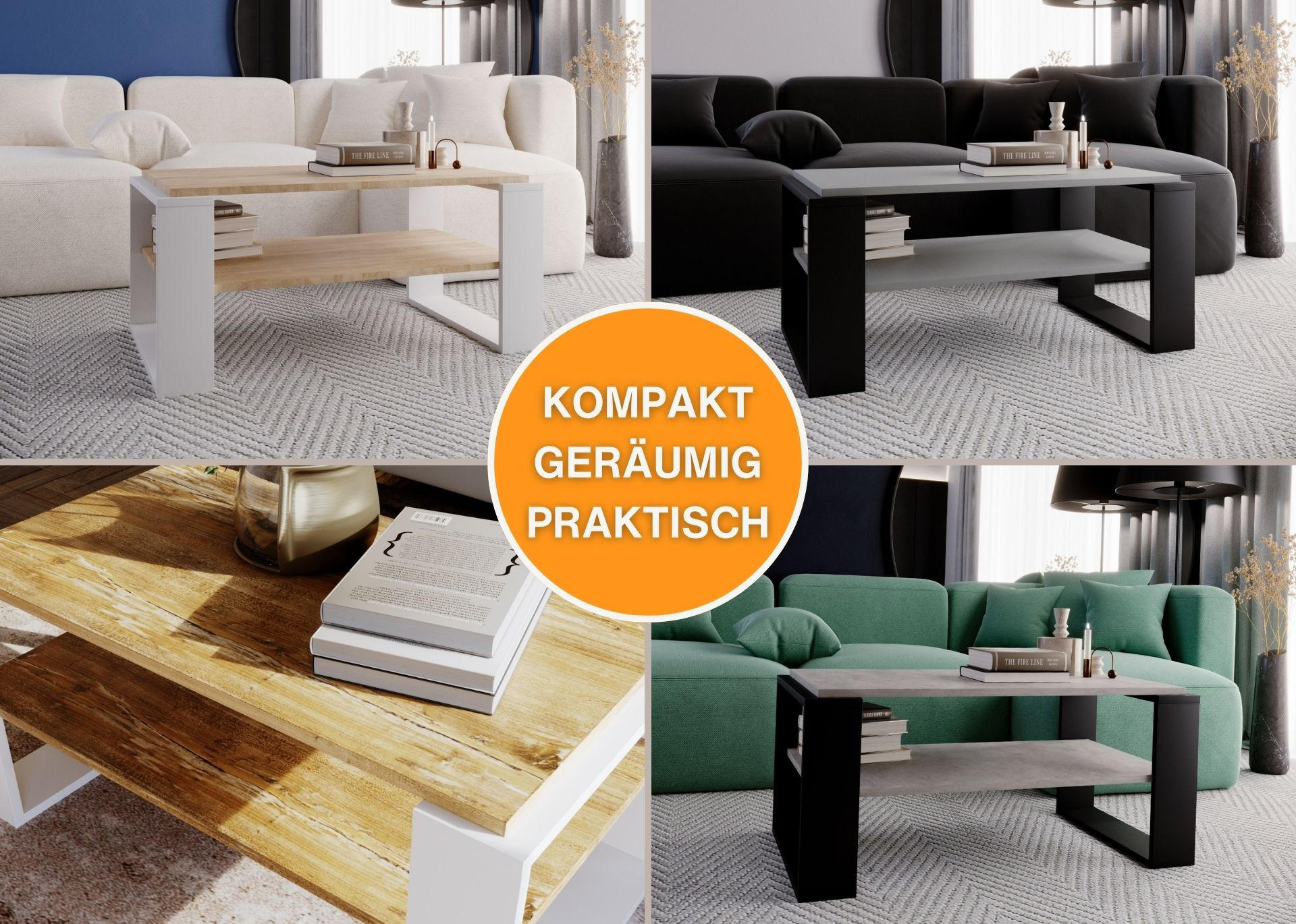 COUCHTISCH Kaja96 96/42/53,8 - Weiß/Sonoma Eiche, Holzwerkstoff (54/96/42cm) - RAUMHIRSCH FURNITURE