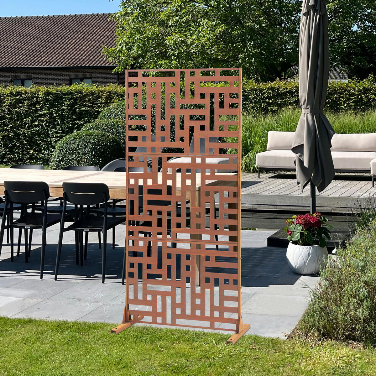 TRENNWAND Bernalda - Rostfarben, Metall (90/180cm) - casa.pro