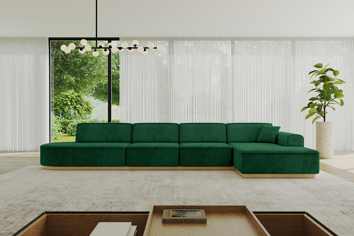 ECKSOFA Ottomane Rechts IREA-L3-v2 - 413x171x83 cm Grün - Grün, Holzwerkstoff/Textil (171/413cm) - ALTDECOR