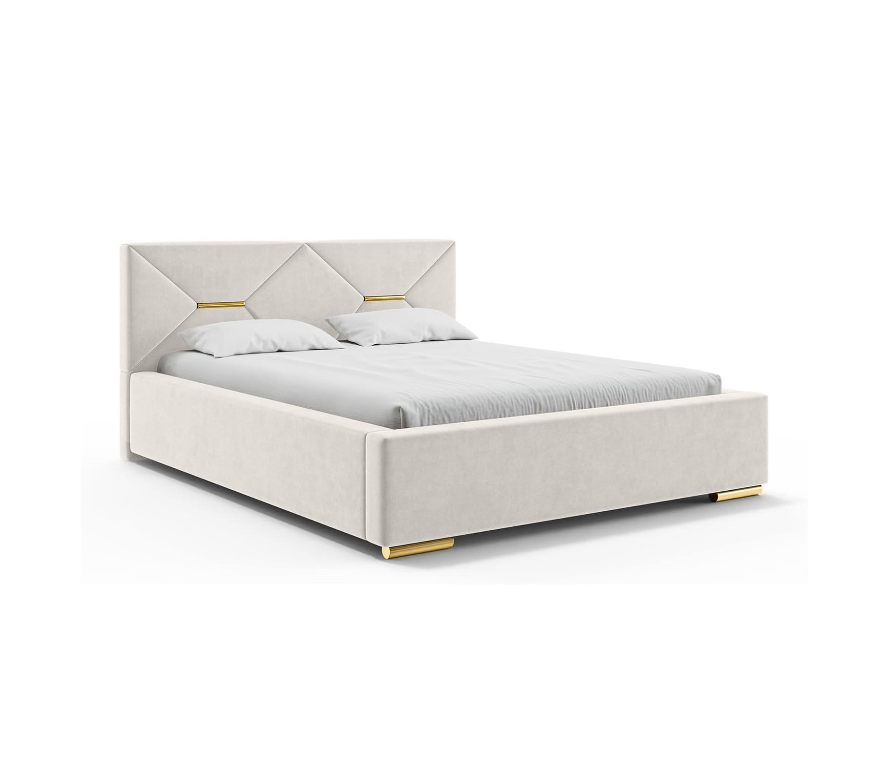 BETT LIZZY - Goldfarben/Creme, Holzwerkstoff (160/200cm) - Meblini