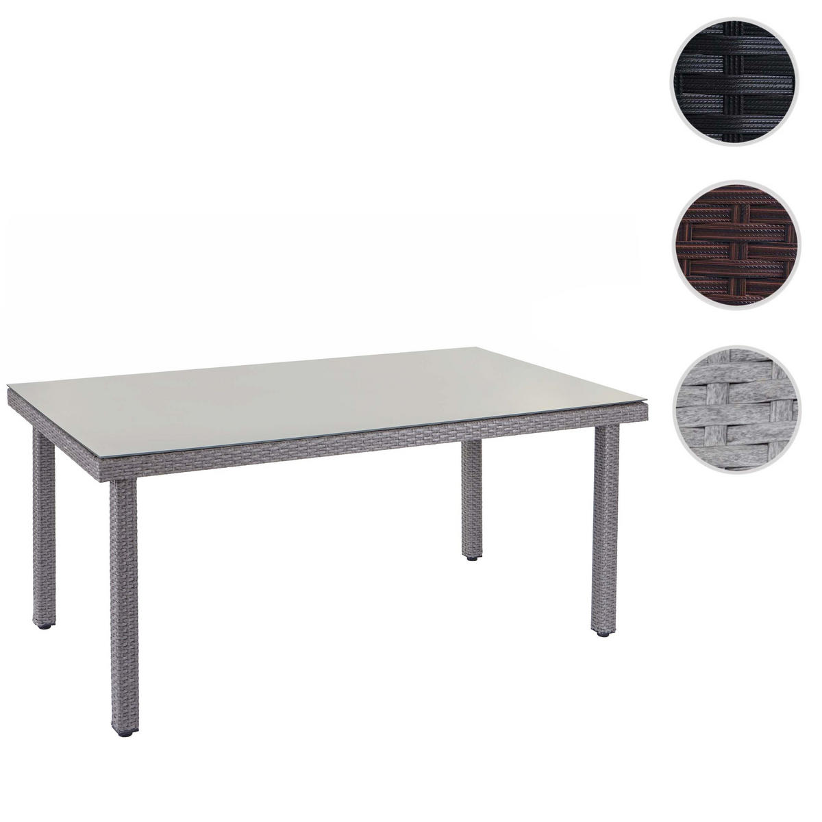 POLY-RATTAN-GARTENTISCH rechteck Grau - Grau, Kunststoff (90/160/74cm) - MCW