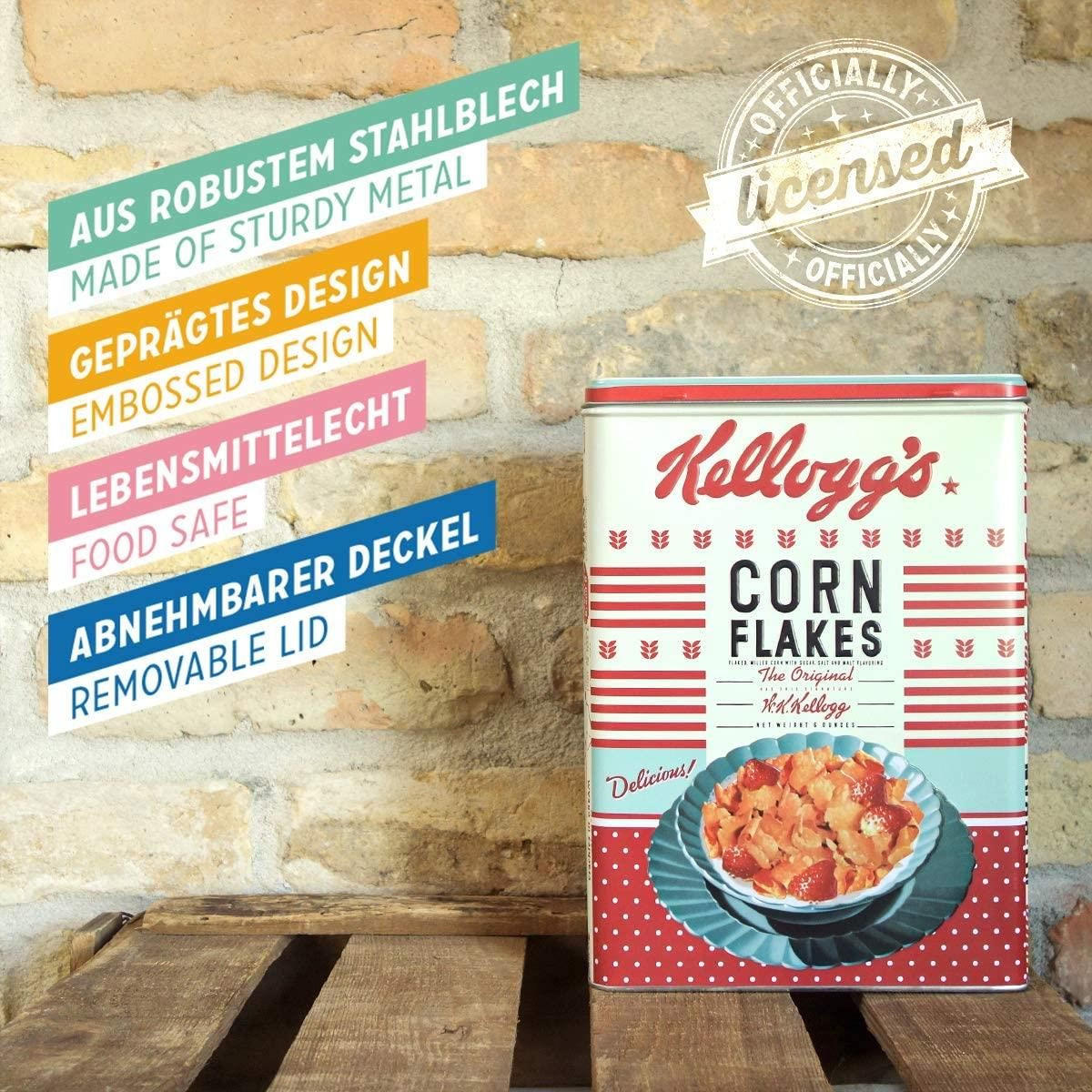 VORRATSDOSE XL Kellogg's Girl Corn Flakes Collage - Hellrot/Weiß, Metall (19/26/8cm) - Nostalgic-Art