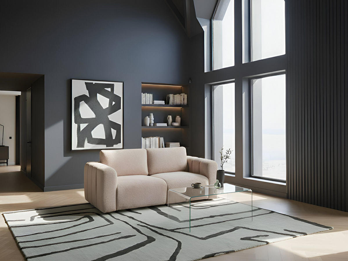 MODULSOFA 2-Sitzer Bouclé Beige Kivvik - Beige, Textil (204/80/100cm) - Beliani