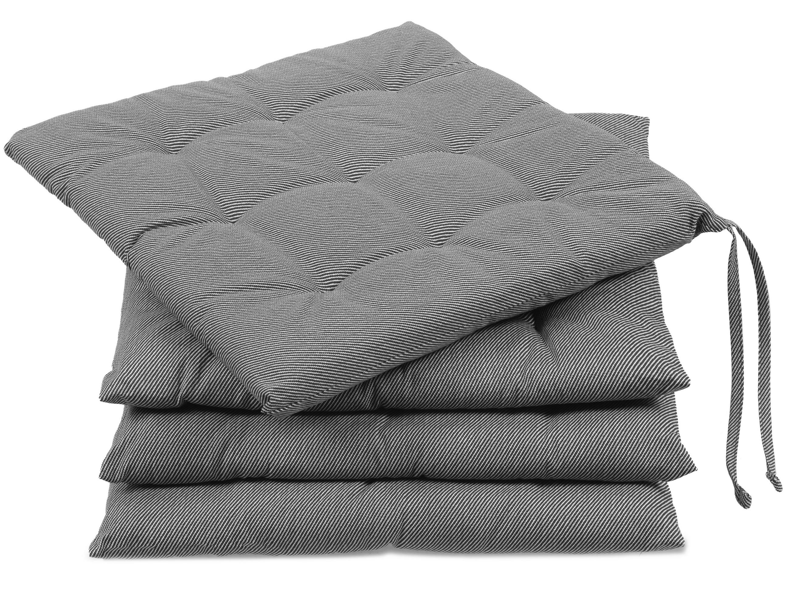 STUHLKISSEN, 4er-Set, 40x40 cm, 100% Polyester, schwarz-weiß-gemustert - Blaugrau, Textil (40/40/3cm) - Zollner