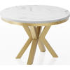 ESSTISCH Clara Gold runder ausziehbarer, Marmor Weiß 100-180/100/76 cm - Ecru/Goldfarben, Holzwerkstoff/Metall (100/100/76cm) - WFL GROUP