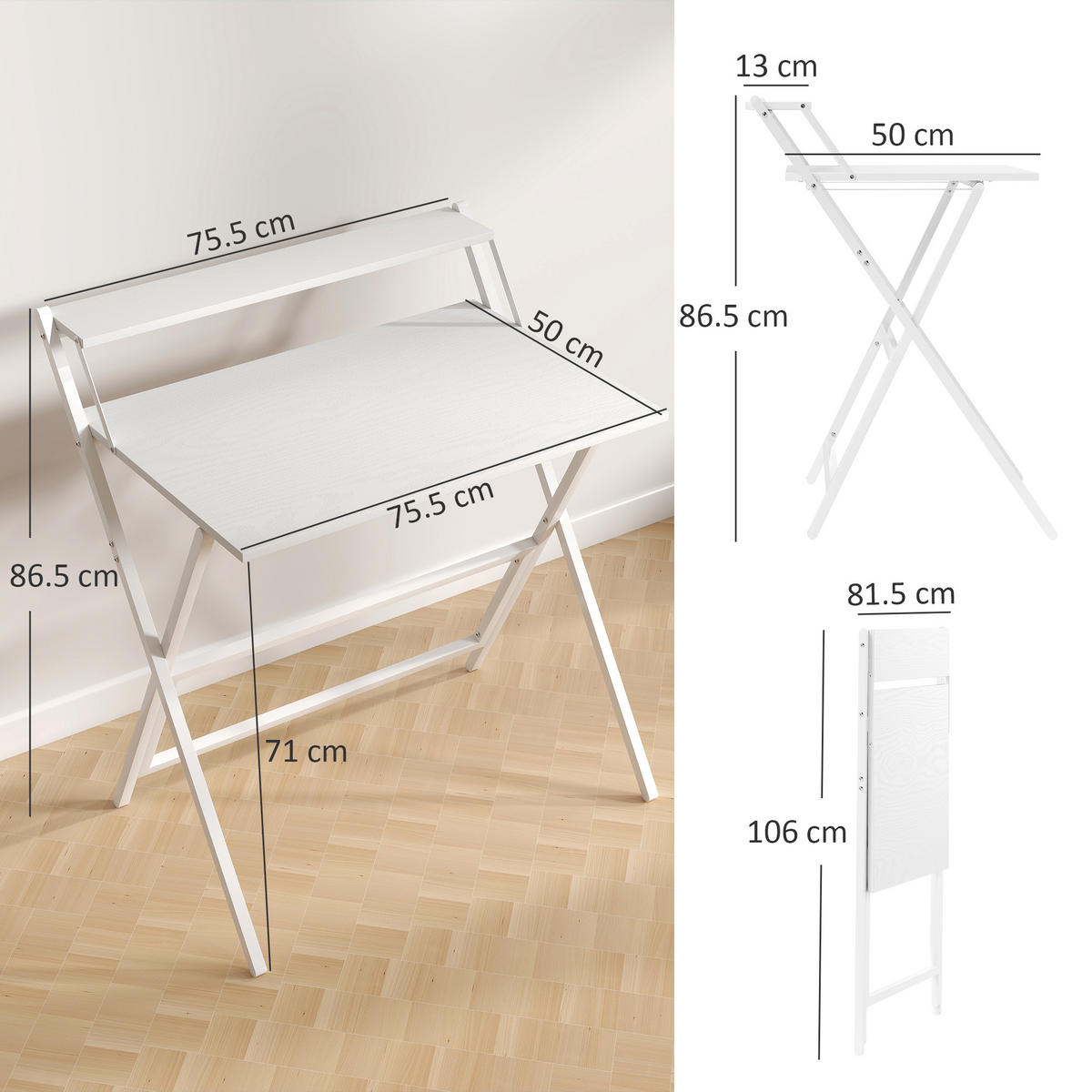 BÜROTISCH Weiß 1 Stück - Weiß, Holzwerkstoff (62/86.5/81.5cm) - GiPP