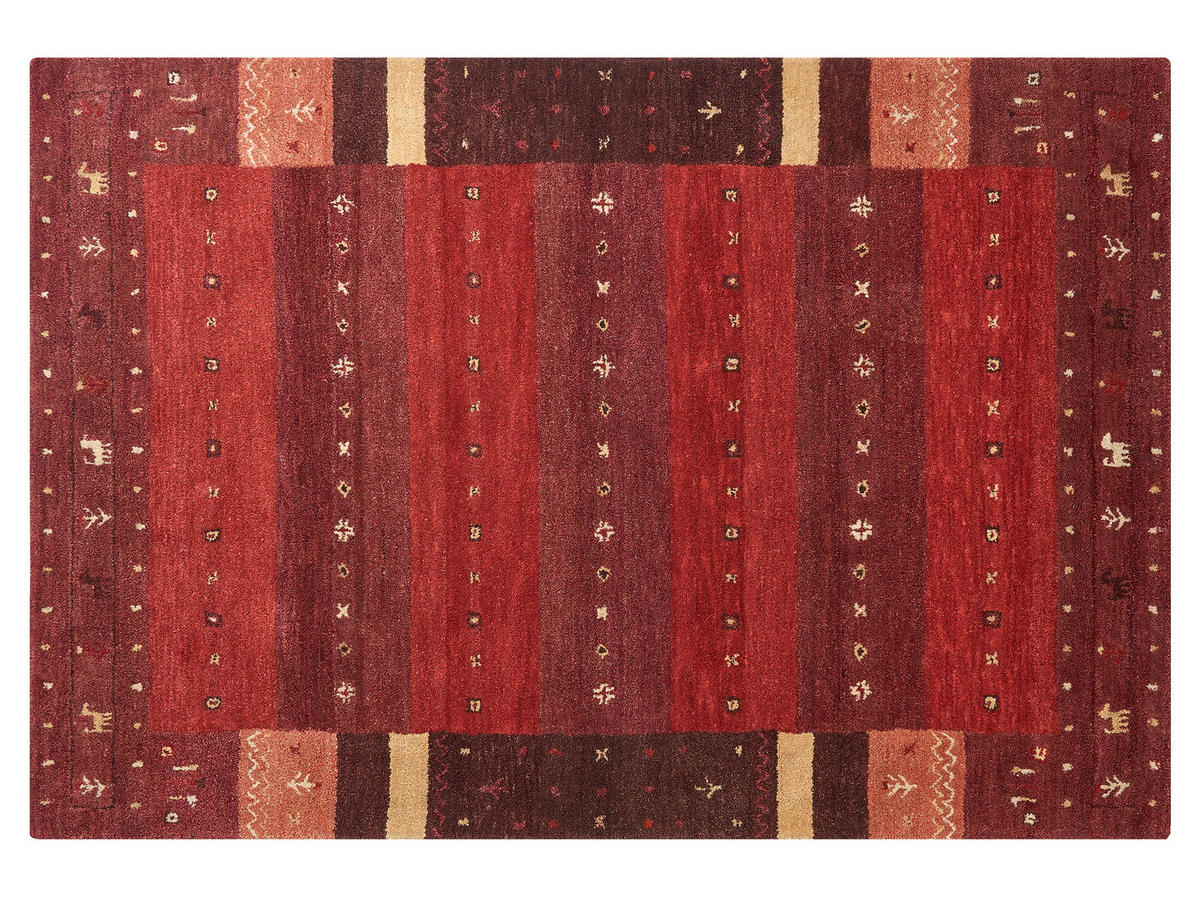 KURZFLOR-GABBEH Sinanli 200/140 cm - Rot, Textil (140/200cm) - Beliani