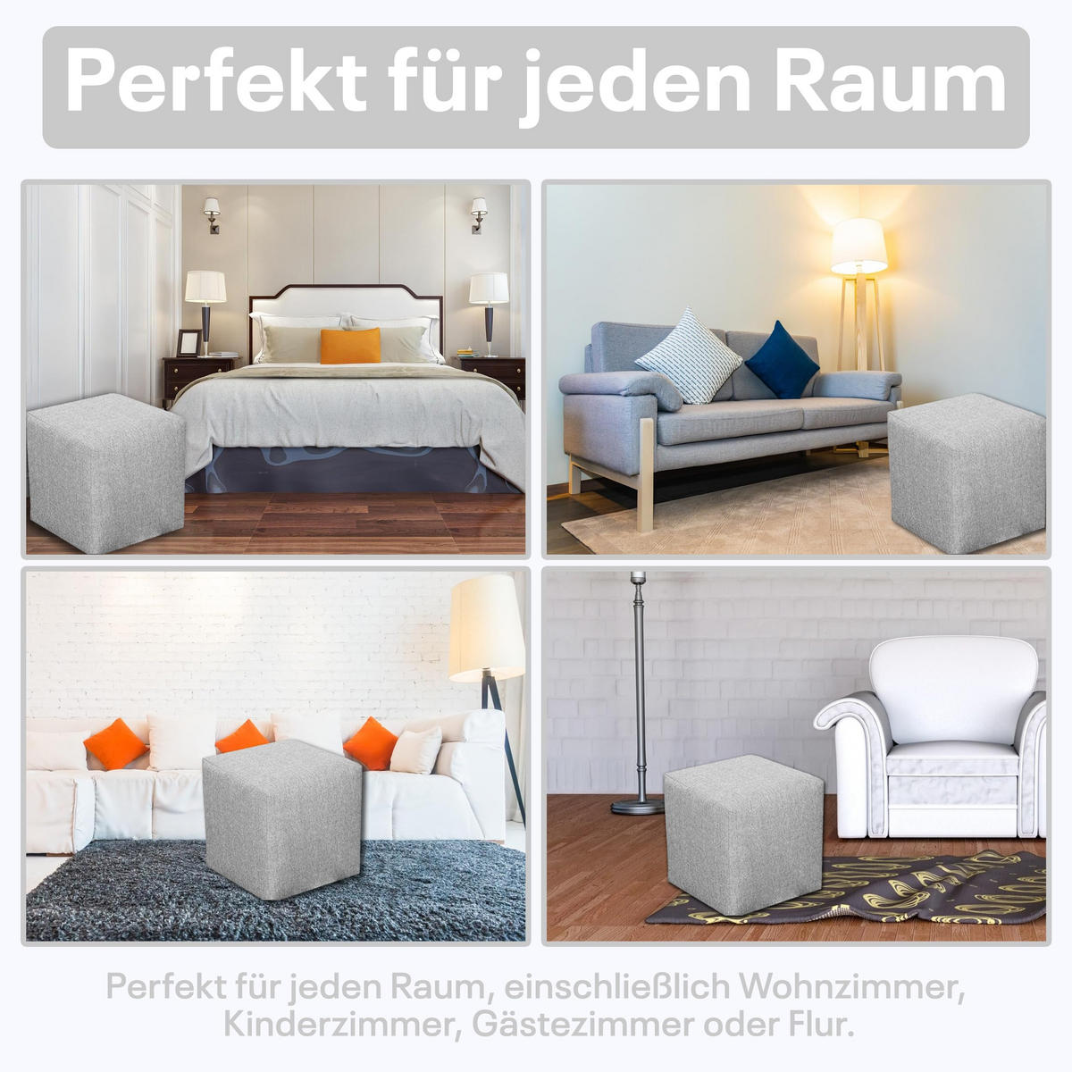 SITZWÜRFEL / Siège Pouf - Argent, 40X40X40 Cm, Assise Rembourrée, Confortable Pour Salon, Chambre Ou Bureau - Grau, Textil (41/41/40cm) - Best For Home