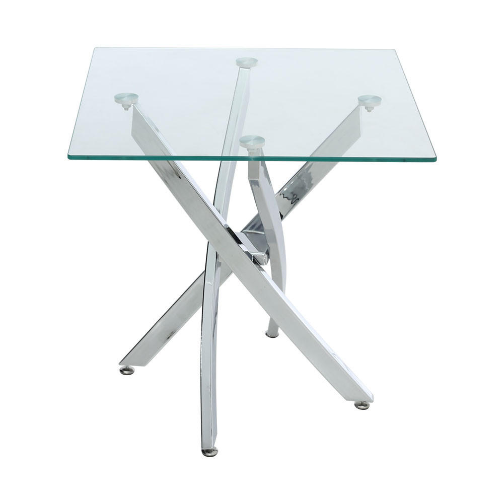 BEISTELLTISCH 55/55/55 cm Quadratisch Gehärtetes-Glas Metallgestell - Chromfarben/Transparent, Glas/Metall (55/55/55cm) - Livingandhome