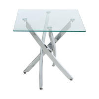 BEISTELLTISCH aus Glas mit Metalbeine Quadratisch Langfristige Nutzung Schnelle Montage Leicht zu reinigen 55 x 55 x 55 cm - Chromfarben/Transparent, Glas/Metall (55/55/55cm) - Livingandhome