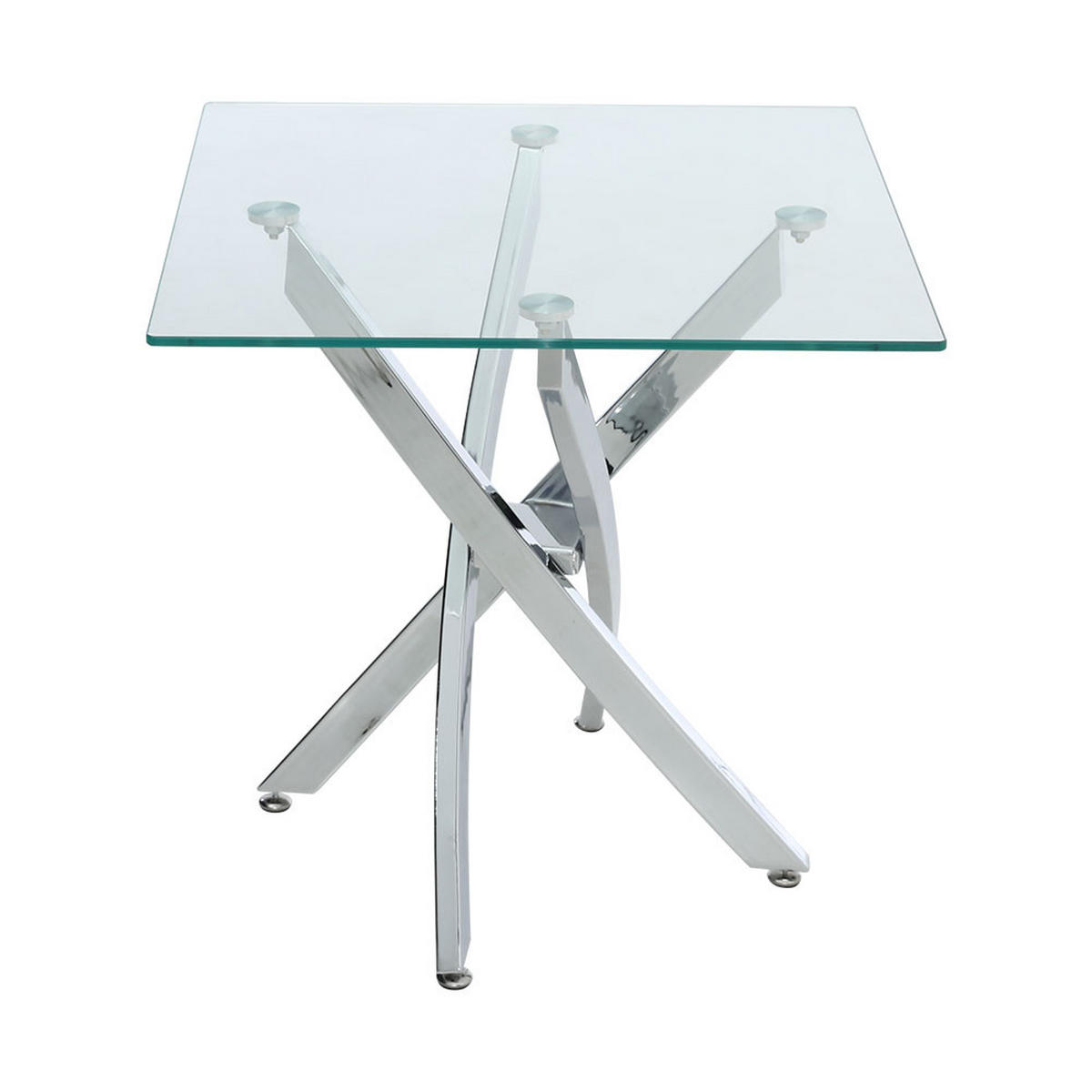 BEISTELLTISCH 55/55/55 cm Quadratisch Gehärtetes-Glas Metallgestell - Chromfarben/Transparent, Glas/Metall (55/55/55cm) - Livingandhome