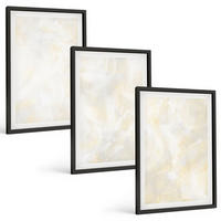 BILDER SET 3er Set - 40x60 cm Schwarzer Rahmen - Helles Strukturfarbendesign - Schwarz, Kunststoff (40/60cm) - TULUP
