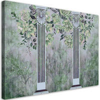 WANDBILD antike säulen und blumen - Grün, Textil (60/40cm) - Feeby