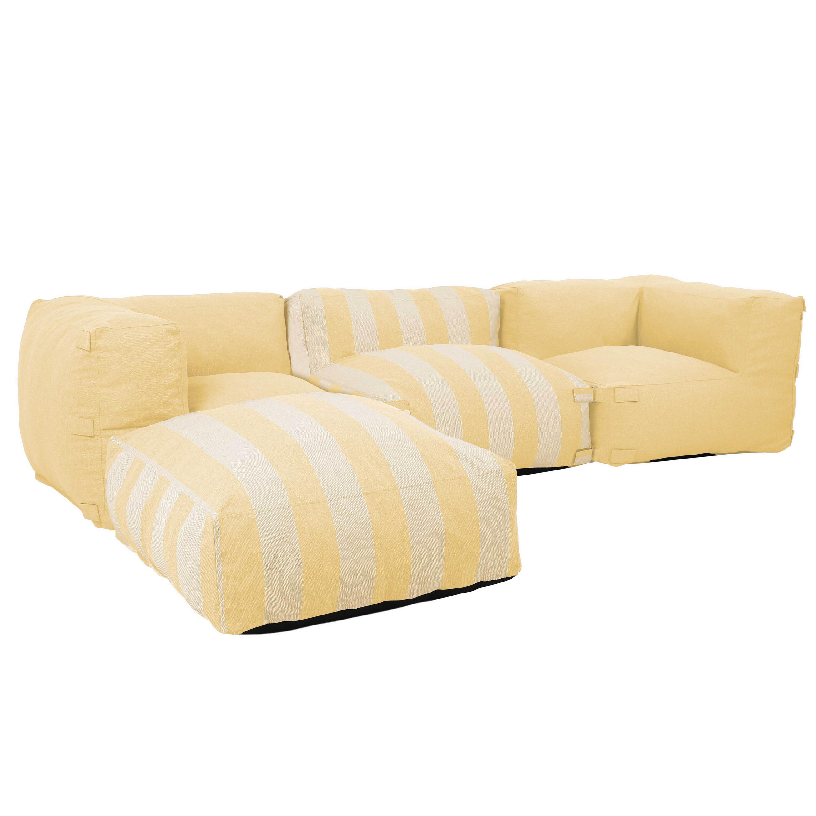 GARTENSOFA mit 4 Sitzplätzen, Hellgelb - Gelb, Textil - Oviala