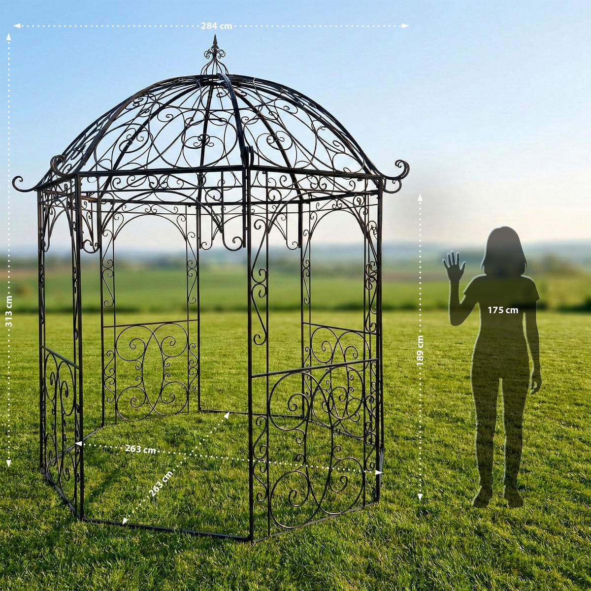 PAVILLON 284/263/313 cm Metall Anthrazit - Anthrazit, Metall (284/313/263cm) - CLP