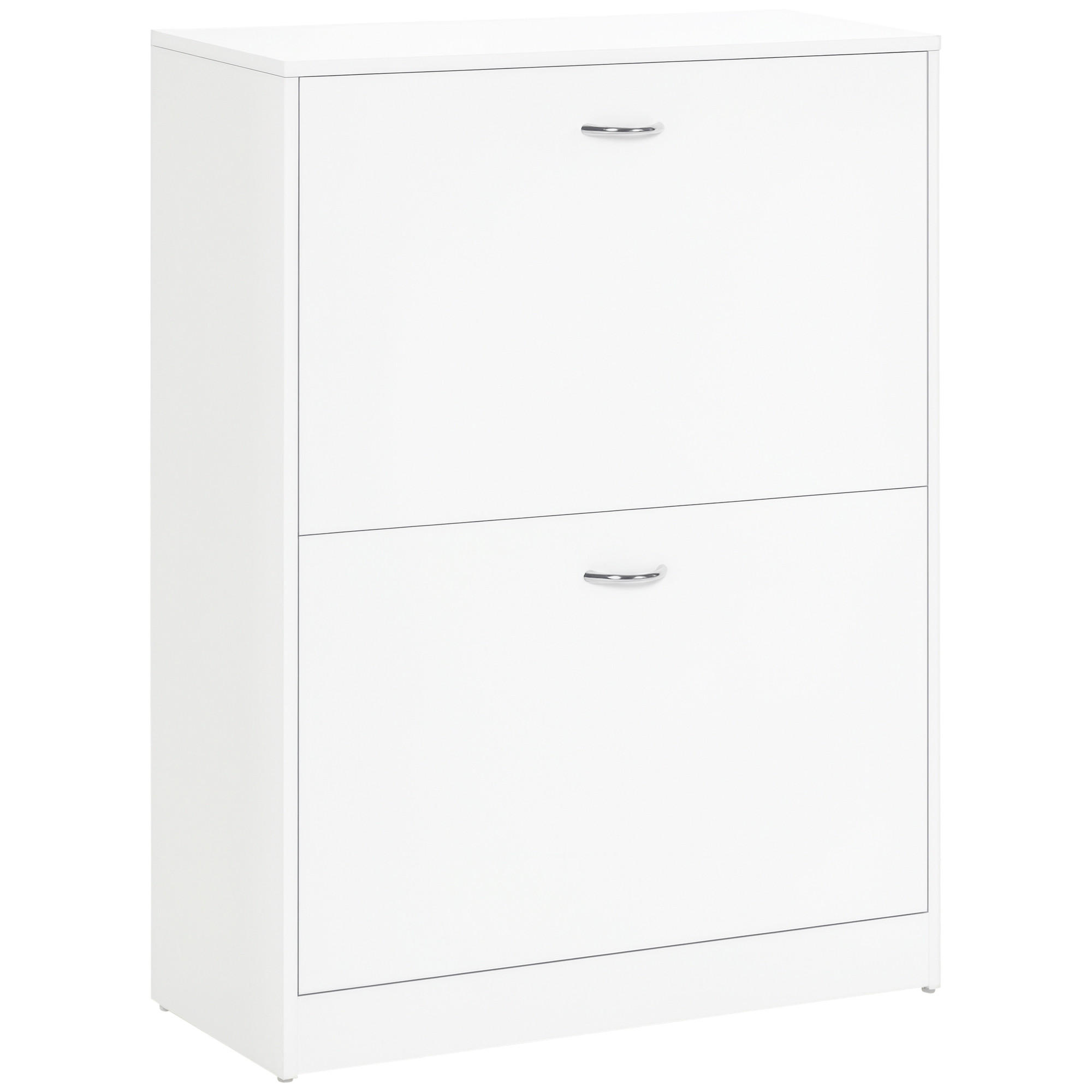 SCHUHSCHRANK Weiß Spanplatte klappbar 2 Fächer 1 Stück - Weiß, Holz (60/80/24cm) - PANGIVO