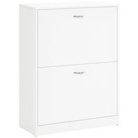 SCHUHSCHRANK Weiß Spanplatte klappbar 2 Fächer 1 Stück - Weiß, Holz (60/80/24cm) - PANGIVO
