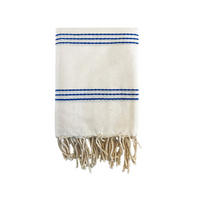 HAMMAMTUCH Traditionelle Calliope 100x200 190g/m² Ecru/Royal - Blau, Textil (100/200cm) - LE COMPTOIR DE LA PLAGE