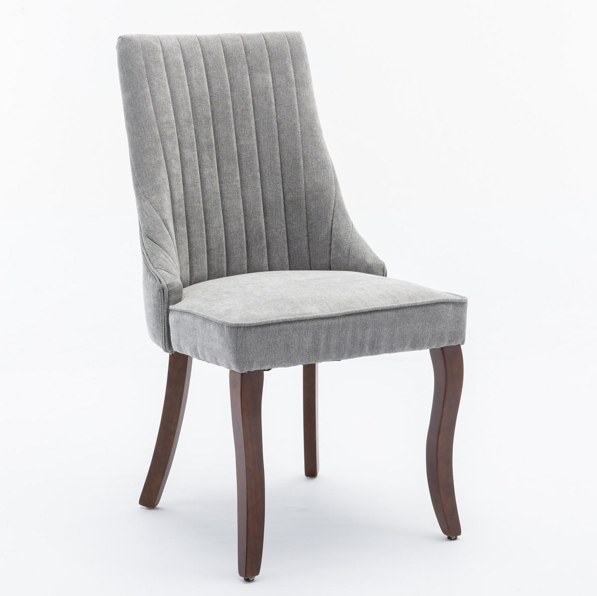 ESSZIMMERSTUHL 2er-Set mit hoher Rückenlehne Chenille Grey - Grau, Holz (50/95.5/64cm) - Meubliv