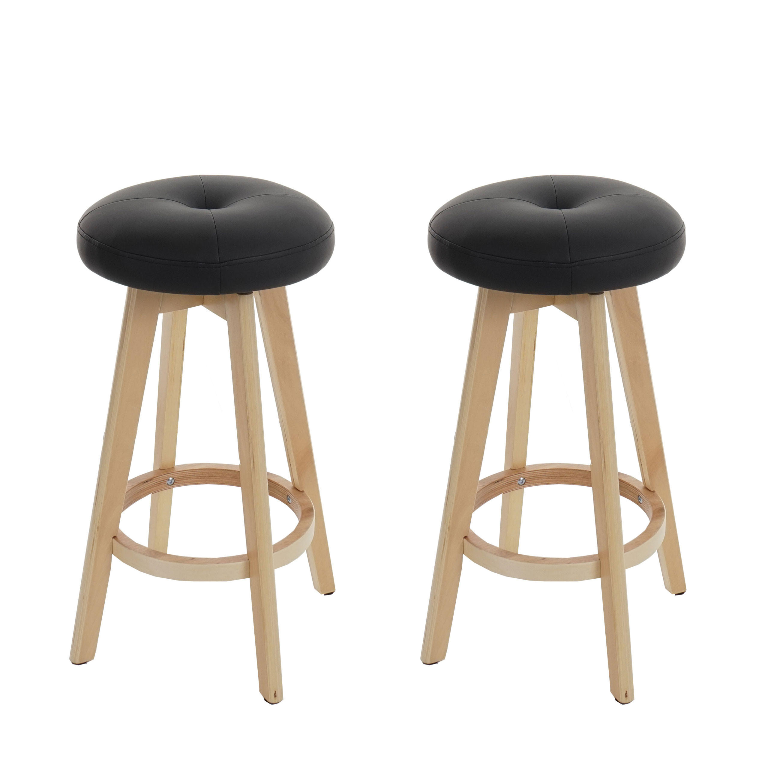 BARHOCKER 2er-Set drehbar und einfach Sitzhöhe 67cm Holz Kunstleder drehbar Schwarz helle Beine - Schwarz, Holz/Kunststoff (45/67/45cm) - PROREGAL