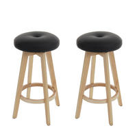 BARHOCKER 2er-Set drehbar und einfach Sitzhöhe 67cm Holz Kunstleder drehbar Schwarz helle Beine - Schwarz, Holz/Kunststoff (45/67/45cm) - PROREGAL