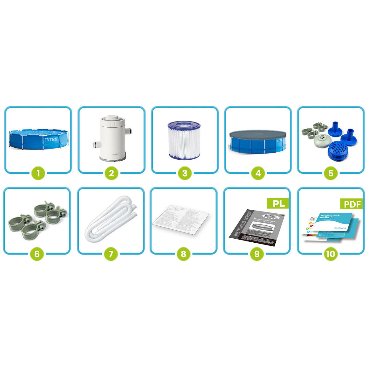 POOL SET 305 x 76 cm, 10in1 - 28202 - Blau, Textil (305/76cm)