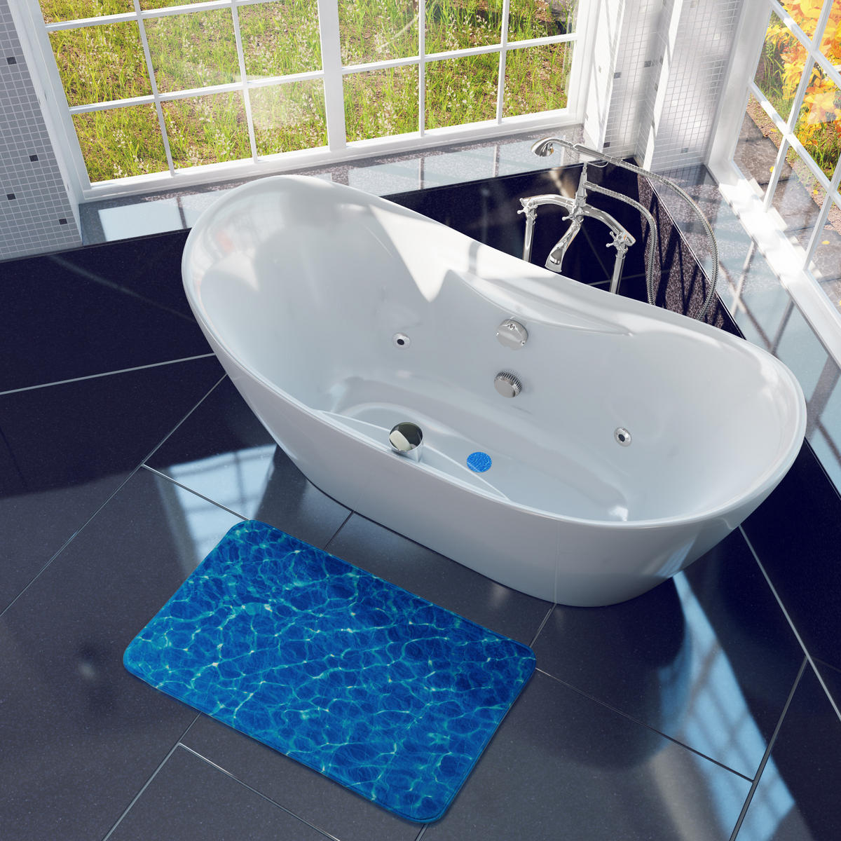 BADTEPPICH Lagune 50 x 80 cm - Blau, Textil (50/80cm) - Sanilo