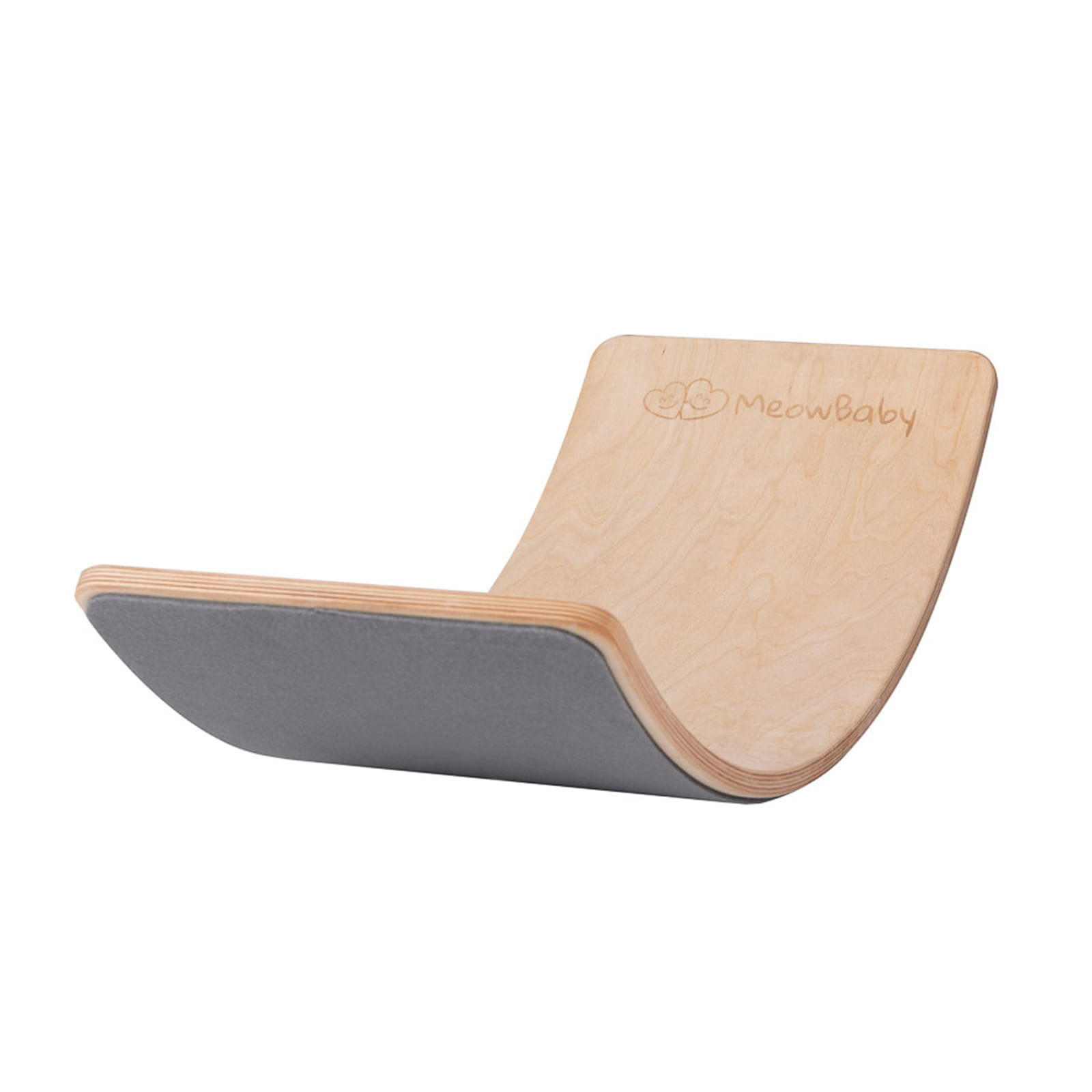 BALANCIERBRETT mit Filz für Kinder 80x30cm, Natur Balance Board, Grau - Naturfarben, Holz (30/18/80cm) - MeowBaby