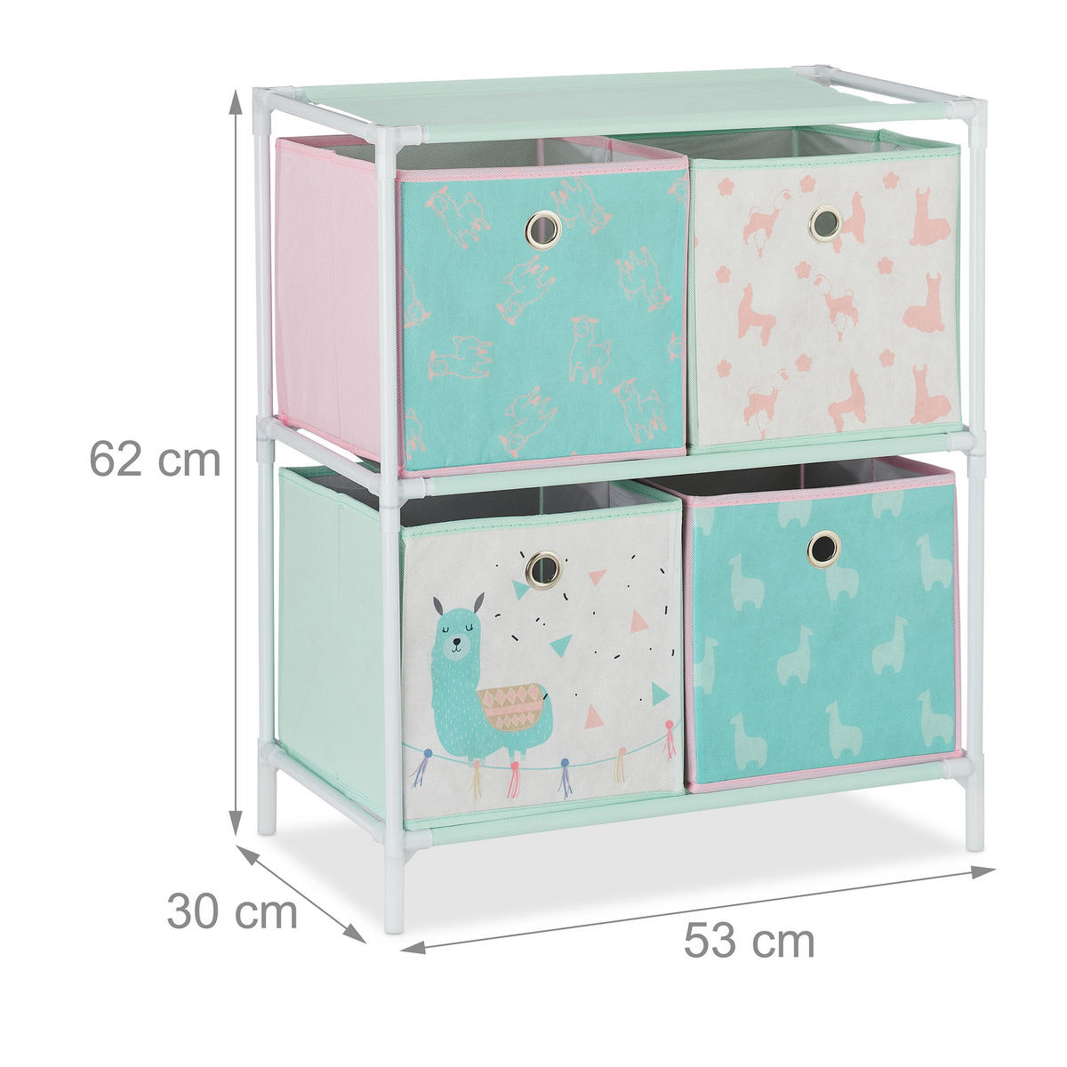 KINDERREGAL Lama - Multicolor, Kunststoff/Textil (53/62/30cm) - Relaxdays