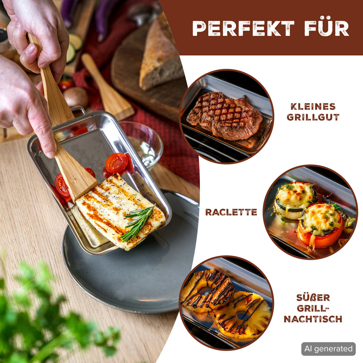 GRILLPFANNE 4er-Set, Edelstahl - Edelstahlfarben, Metall (13/2.5/19.5cm) - bremermann