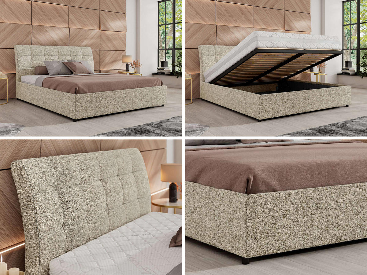 POLSTERBETT GALA CLASSIC 140/200 - Beige Strukture - ohne Matratze - Beige, Textil (140/200cm) - MKS