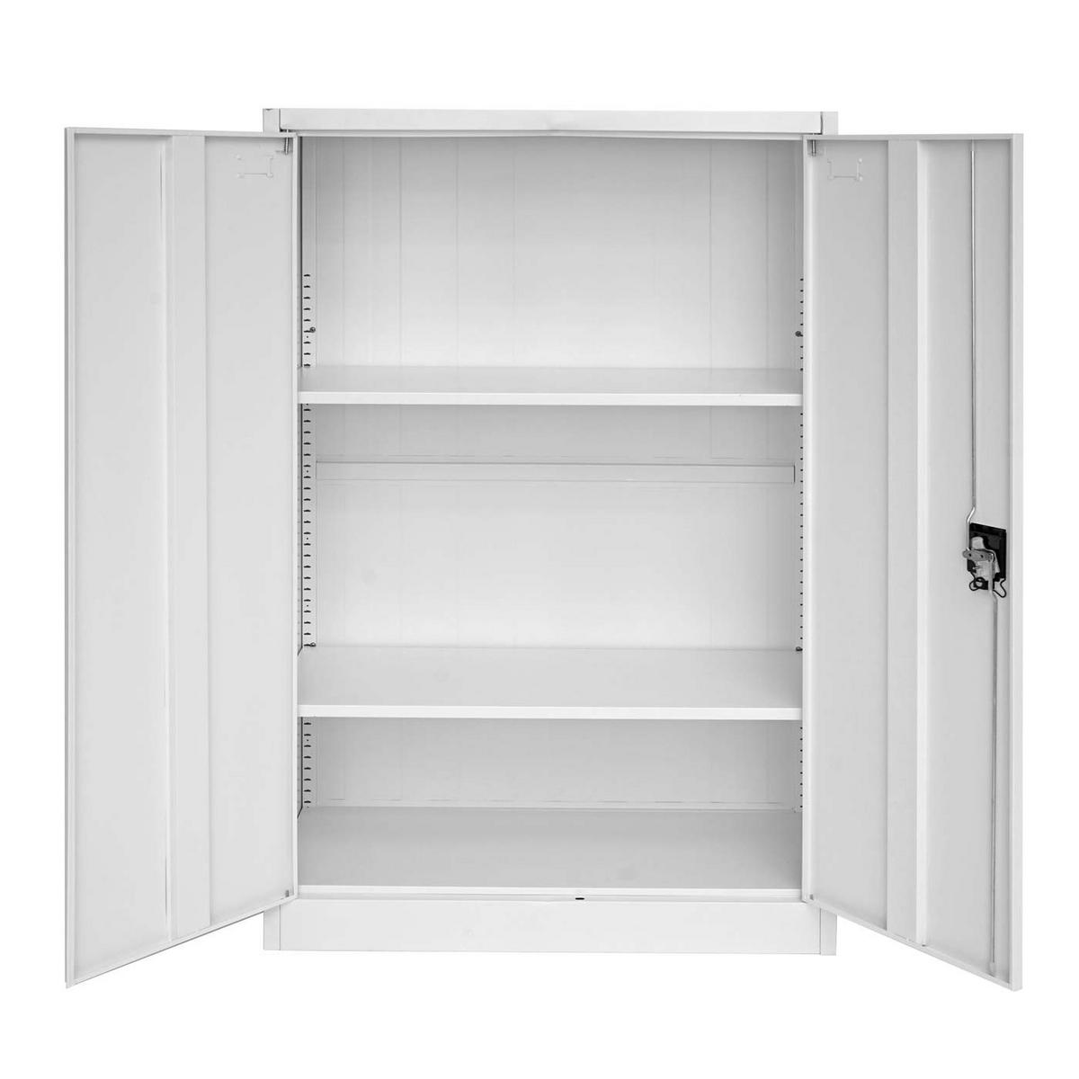 AKTENSCHRANK 140x90x40cm 2 Türen abschließbar Metall Grau - Grau, Metall (90/140/40cm) - PROREGAL