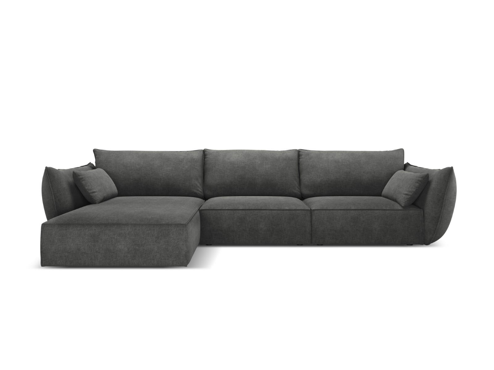 ECKSOFA links Kaelle aus Chenille-Stoff dunkelgrau 4 Sitzplätze - Dunkelgrau, Textil (171/308cm) - Micadoni
