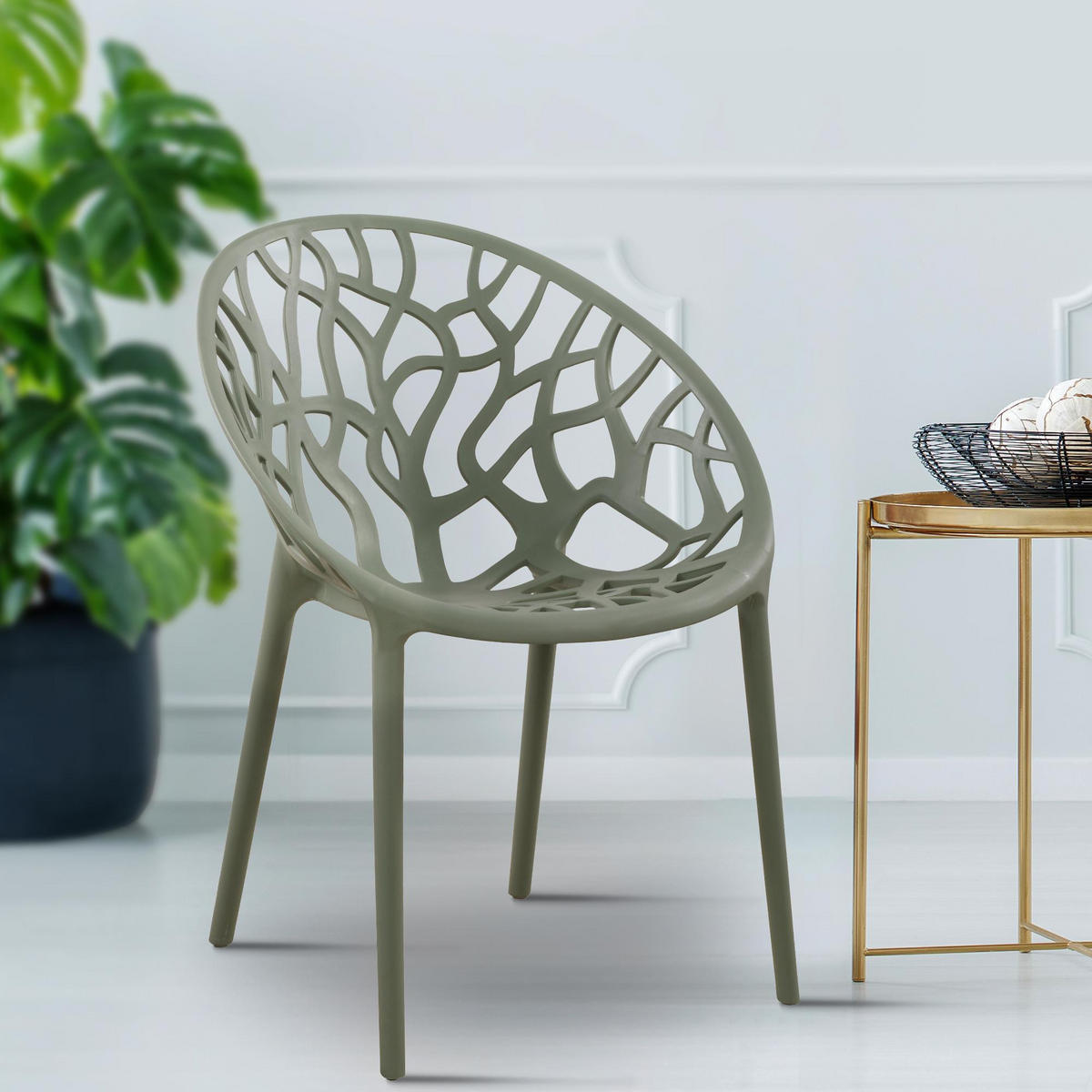 GARTENSTUHL 2er Set Kunststoff oliv - Olivgrün, Kunststoff (59/80/60cm) - CLP
