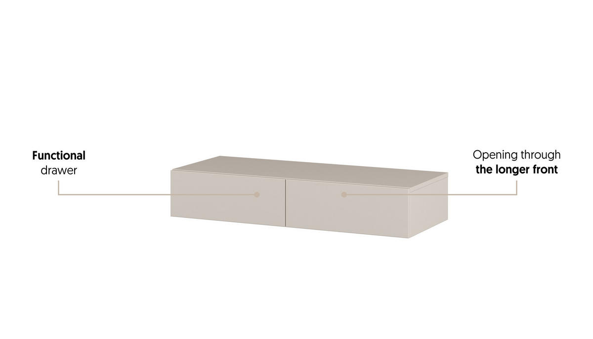 KONSOLENTISCH JUKARIS 90/16/15 cm Hängender Kosmetiktisch mit Schubladen, Kaschmir - Kaschmir, Holzwerkstoff (15/90/16cm) - MASSENO