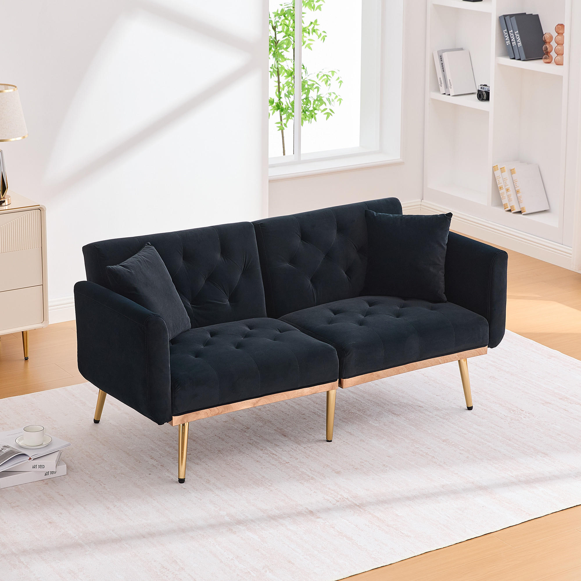 Thumbnail - Redom 2-Sitzer, Schwarz, Textil, 72.5x75x165 cm, Wohnzimmer, Sofas & Couches, Schlafsofas