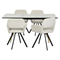 ESSZIMMER SET ausziehbarer Tisch und 4 drehbare Stühle mit beige Stoffbezug - Beige/Schwarz, Holzwerkstoff/Metall (80/75/160cm) - Urban Meuble