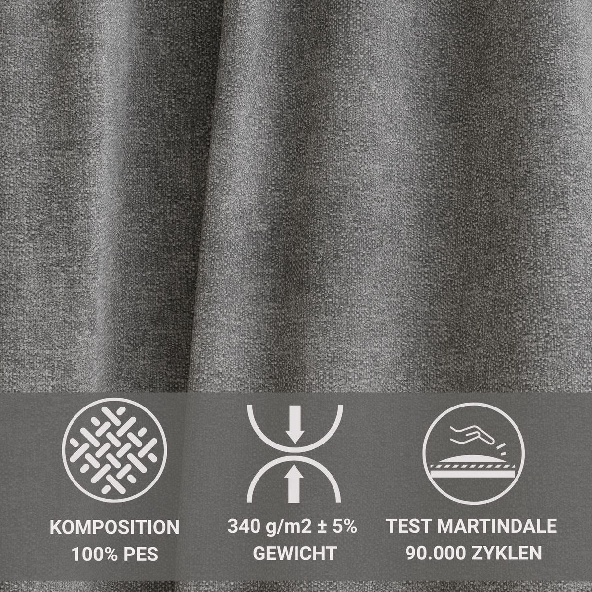 POLSTERBETT Maumere Grau 160/200 cm im Chenille-Stoff - Schwarz/Naturfarben, Holz/Holzwerkstoff (160/200cm) - Maison de Reve