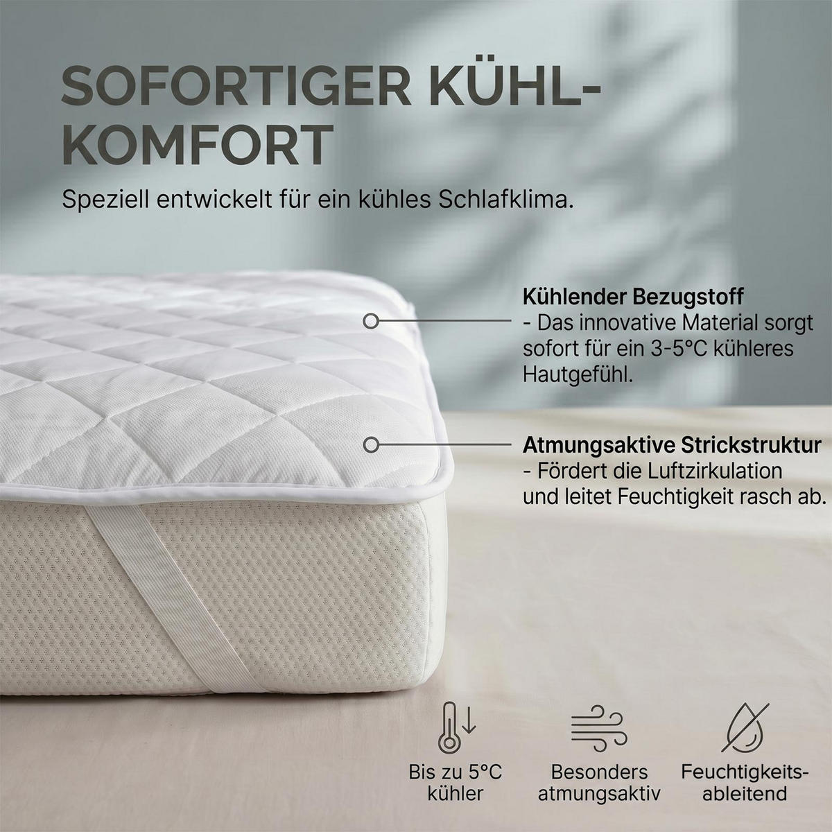 MATRATZENTOPPER kühlend 135/190 cm - Weiß, Textil - Homescapes