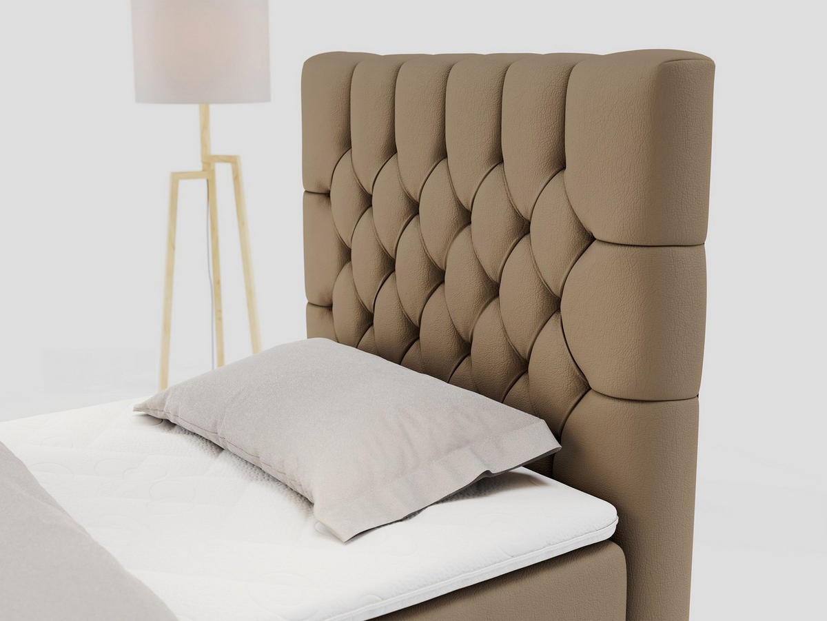 BOXBETT PERA 90/200 Braun Kunstleder - H3 - Rechts Seite - Braun, Holz/Textil (90/200cm) - MKS