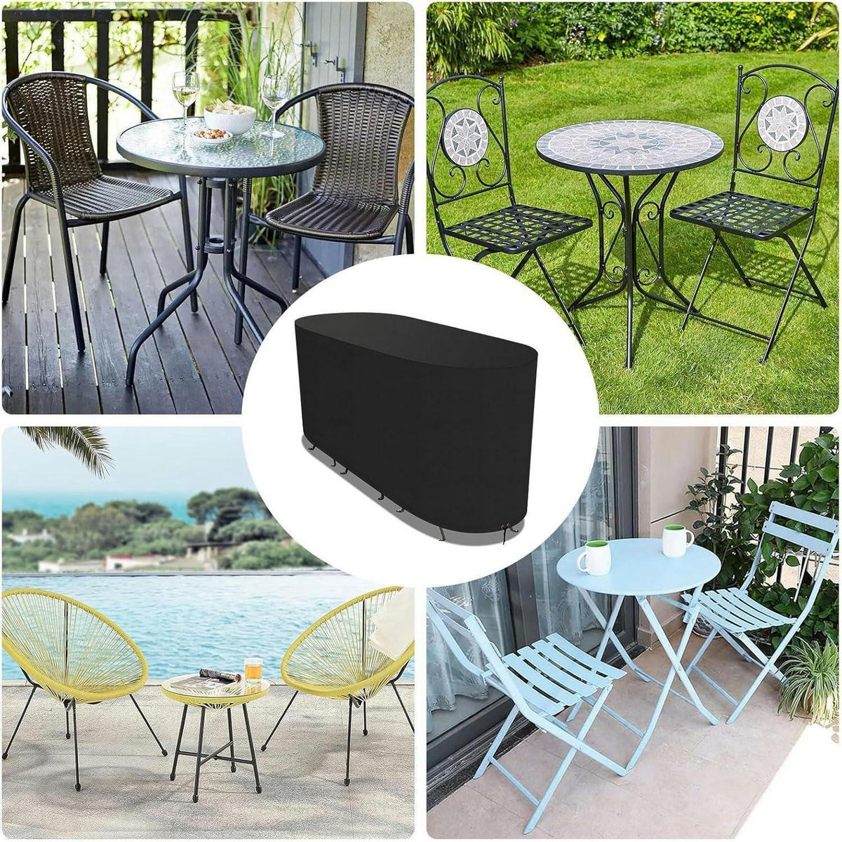 ABDECKHAUBE für Bistro-Set 124 x 63 x 80 cm Schwarz - Schwarz, Textil (124/80/63cm)