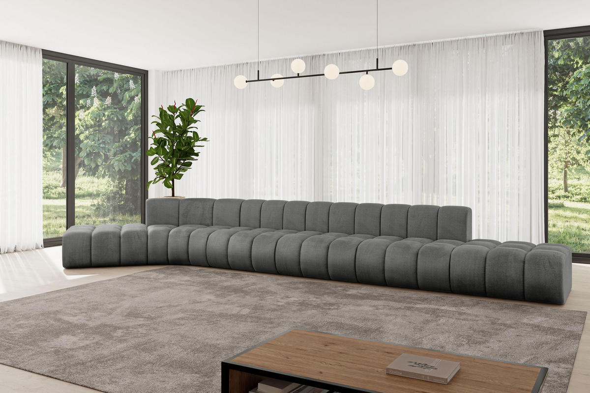 ECKSOFA modulares Sofa Solven-L3 - 562x174x70 cm Dunkelgrau - Dunkelgrau, Holzwerkstoff/Textil (562/174cm) - ALTDECOR