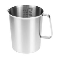 MESSBECHER Edelstahl 1000 ML mit 3 Skalen - Silberfarben, Metall (1L)